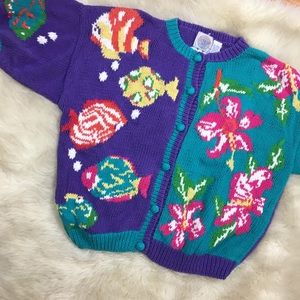 Vintage Cape Isle Knitters Short Sleeve Cardigan